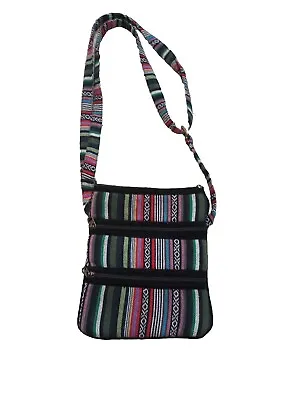 Woven Textile Ethnic Tribal Boho Hippie Crossbody Bag 100% Cotton Made In Nepal • $16.68