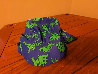 My Pool Pal Green Frogs On Blue Kids Unisex Swim Hat Sz M Visor Back Flap • $11.99