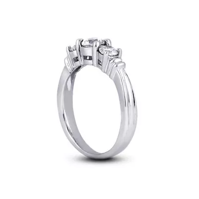 1.01ct E VS2 Round Natural Diamonds Platinum Vintage Style Three-Stone Ring • $2492.40
