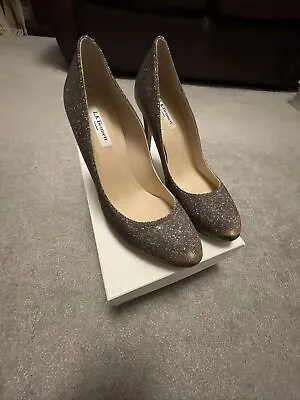 £75 • Buy LK Bennett Sledge Bronze Sparkle Heels Platform Court Shoes Size EU 41 UK 8