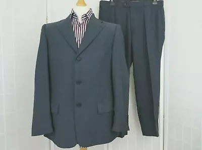 Barutti Mens Suit Jacket Virgin Wool Grey Feint Check 42R Trousers W38 L29 • £55