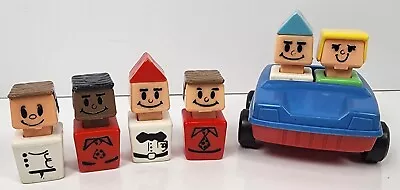 Playskool Blockhead Little People W/ Blue Car McDonald's Figues Lot 1970s Toys • $14.95