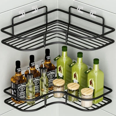 £10.91 • Buy 2X Heavy Duty Corner Shower Rack Shelf Strong Kitchen Bathroom Storage Organiser