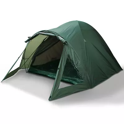 Carp Fishing 2 Man Bivvy Tent Double Skinned Waterproof Green Shelter With Pegs • £89.95