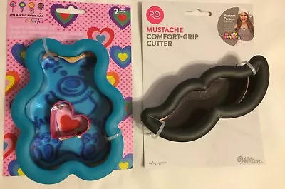 Wilton Dylan's Candy Bar BEAR Nerdy Nummies MUSTACHE Comfort-Grip Cookie Cutter • $19.99