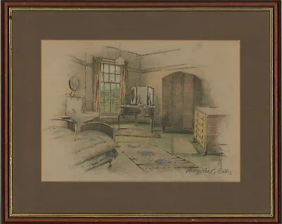 Marjorie C. Bates  - Early 20th Century Lithograph The Bedroom • $85.79