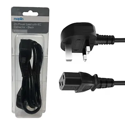 Maplin Mains Power Lead With IEC Connector Mains Kettle Lead 2 Meters Black • £4.99