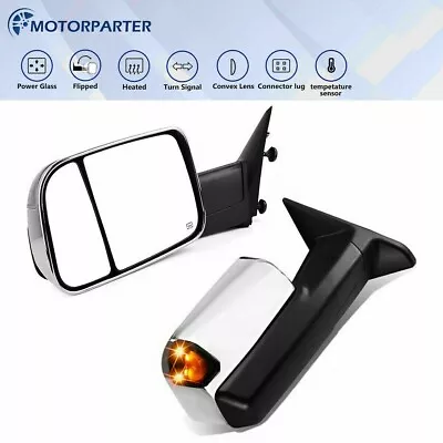 Tow Mirrors For 09-23 Ram 1500 10-18 2500 3500 Power Heated W/Temperature Sensor • $137.89