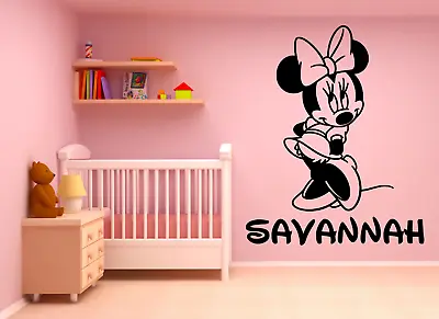 MINNIE MOUSE Personalized NAME Large Wall Vinyl DECAL Die Cut 22  TALL Colors • $23.71