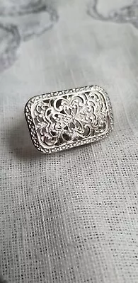 Ring Vintage Lady Silver Vintage 925 Sterling Hand Size Moroccan Etched Filigree • $29.95