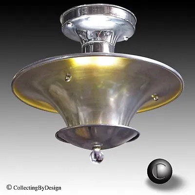 $350 • Buy 1935 Art Metal Co. Machine Age Art Deco Pendant Ceiling Light Fixture  RESTORED