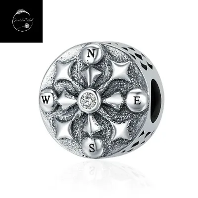 Sea Sail Compass Boat Ocean Retro Bead Charm Sterling Silver 925 For Bracelets • £16.99