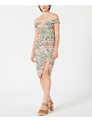 AIDAN MATTOX Womens Coral Floral Knee Length Body Con Dress Size: 0 • $27.99