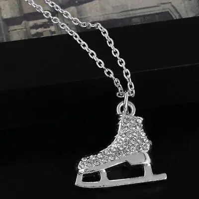 2pcs Sparkling Crystal Ice Skating Shoe Charm Pendant Necklace Sport Jewelry • £5.18