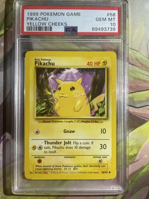 $210 • Buy Pokemon - Pikachu 58/102 PSA 10 - Base Set Unlimited Yellow Cheeks