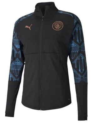 PUMA Manchester City FC Stadium Black Lt Blue F/Z Soccer Jacket NWT Mens S 2XL • $63.67