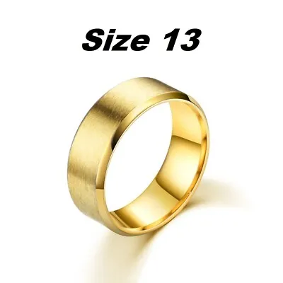 Men's Stainless Steel Filled Wedding Band Ring Beveled Travel Gym Exercise Matte • $5.99