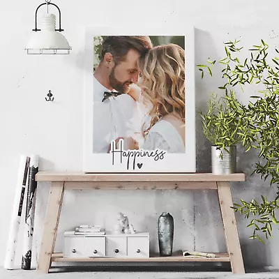 Personalised Photo Canvas Print Custom Text Framed A2 A3 A4 Gift Ready To Hang • £24.59