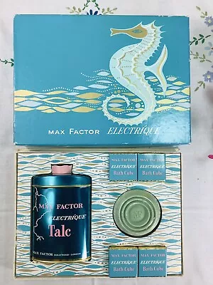 Rare~ Vintage~ MAX FACTOR ~ ELECTRIQUE  GIFT BATH SET ~ C.1970s • £10