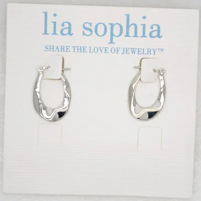 Lia Sophia Women Jewelry Cute Silver Plated Small Hoop Earrings Pierced Polished • $7.99