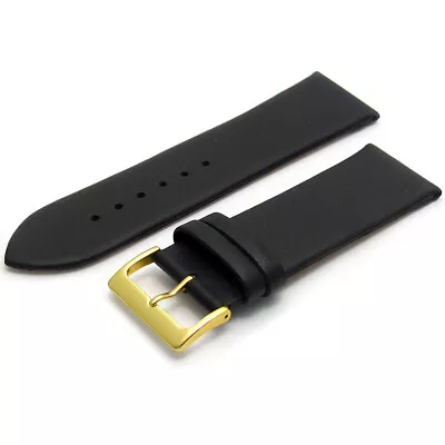 £11.99 • Buy Smooth Calf Leather Replacement Watch Strap - Black - X-Wide 22mm To 30mm - W100