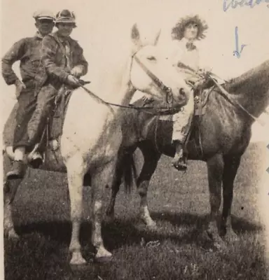 4Y Photograph Women Man Horseback White Horse Montana Ranch 1930-40s *TRIMMED* • $14.96