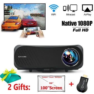 $605.99 • Buy LED 10000LM Projector Native 1080P Movie Home Cinema Daytime 4K Support HDMI USB