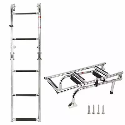 Amarine Made 5 Steps Folding Ladder Boat Marine Stainless Steel Pontoon Ladder • $71.99