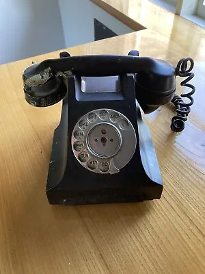 £20 • Buy GPO 1950s BLACK BAKELITE ROTARY DIAL TELEPHONE - Spares Or Repair