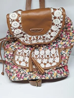 Vintage Union Bay Flowers Lace Backpack Purse • $32.50