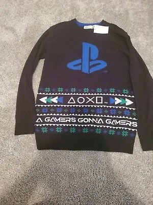 $17.99 • Buy Playstation PS Christmas Holiday Ugly Sweater Black NWT Size 8-10Y