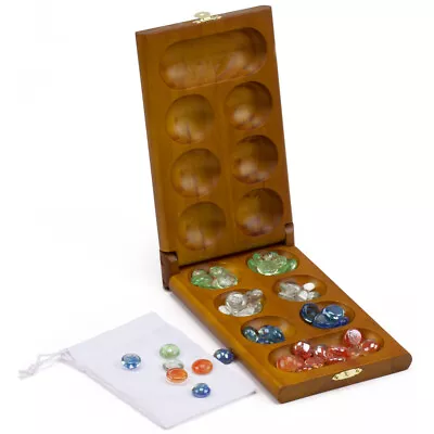 Classic Folding Mancala Board Game With Glass Beads/Stones. Family Strategy Game • $22.98