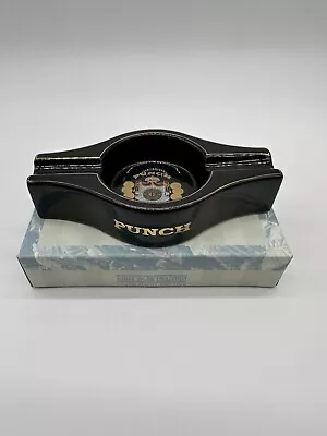 Vintage Ceramic Punch ~ Manuel Lopez Cigar Ashtray/Holder ~ Black And Gold • $58