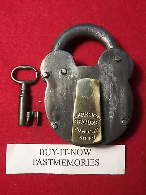  IMPROVED SECURE TUMBLER  WROUGHT IRON PADLOCK W/ KEY OLD VINTAGE ANTIQUE LOCK • $39.99