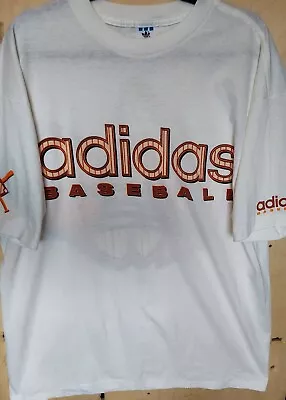 Vintage Adidas Trefoil Single Stitch Baseball Tshirt Double Sided Mens Size L • $27.99