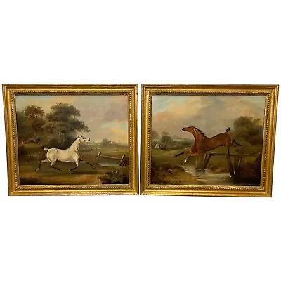 Pair Hunting Oil Paintings Liberty & Industry Horses By Francis Calcraft Turner • £7500