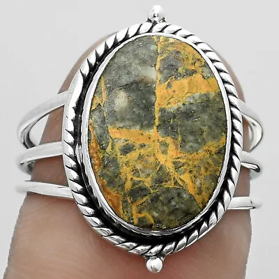 Natural Moroccan Yellow Jacket Jasper 925 Silver Ring S.7 Jewelry R-1010 • $9.99