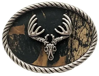 Nocona Mossy Oak/buck Skull Western Belt Buckle • $20