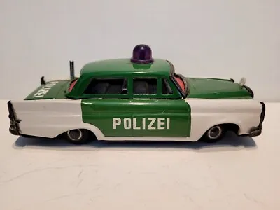 Very Nice Vintage Atc Tin Friction Powered Mercedes Benz Polizei Police Car • $44.95