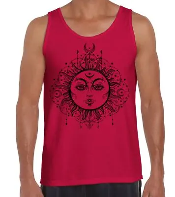 Boho Sun Hipster Tattoo Large Print Men's Vest Tank Top • £12.95