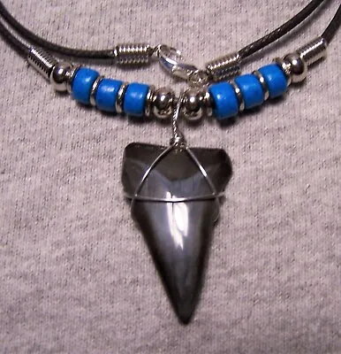 Mako Shark Tooth Necklace 1 3/8  Sharks Teeth Fossil Jaw Megalodon Scuba Diver • $15