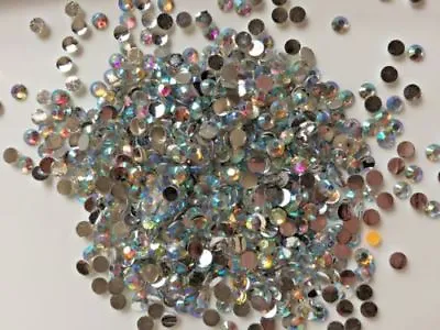 1000 Clear Crystal Silver Flat Back Acrylic Rhinestones Diamante Beads 3 4 5&6mm • £4.99