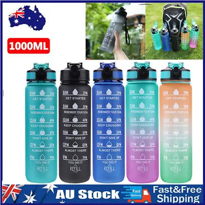 1L Sports Water Bottle Gym Travel Drinking Leakproof Bottle With Straw BPA Free • $8.69