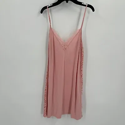 Victoria's Secret Pink Viscose Chemise Lace Slip Babydoll Nightgown Lingerie • $14.59