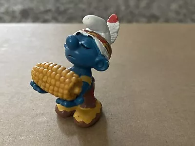 Smurfs 20197 Thanksgiving Corn Smurf Indian Rare Vintage Figure Toy PVC Figurine • $149.99