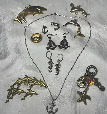 Lot Of Nautical Jewelry Dolphins Seahorses Anchors • $7.77