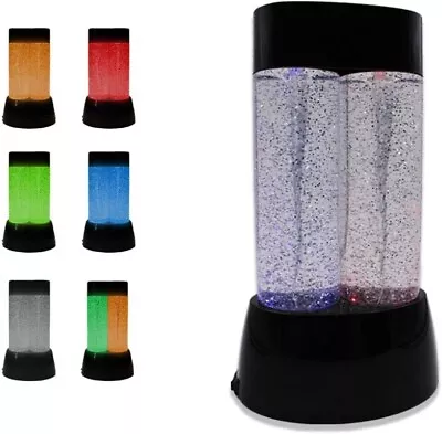 Sensory Light Twin Tornado Glitter Lamp Colour Changing LED Mood Light 27CM • £19.99