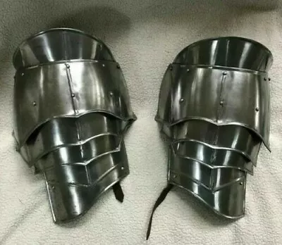 Medieval Shoulder Armor Knight Pauldron Pair Knights Larp Gorget Steel 18 Gauge • $98