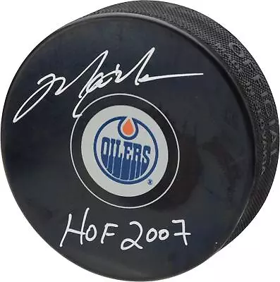 Mark Messier Edmonton Oilers Autographed Hockey Puck With  HOF 2007  Inscription • $189.99