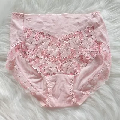 Vintage Pink Panty Cotton Blend Nylon Lace Bikini Soft Brief Size 7/L Hip 38-41  • $27.65